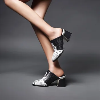 FEDONAS Sexy de Mezcla de Color de las Mujeres de los Zapatos de Dedo del pie Puntiagudo zapatos de Tacón Alto de las Bombas de Primavera Verano Mostrar Mulas Parte Casual nuevos Zapatos Mujer