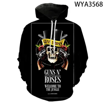 La primavera Y el Otoño Sudaderas de Guns N Roses Camisetas Impresos en 3D para Hombres, Mujeres y Niños de la Moda de Niño Niña Niños Sudadera Chaqueta Casual