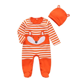 Recién nacido Fox Diseño Footies Mono de los Niños Pijama de Rayas Tapa de Bebes Otoño de Patas Traje de Bebé Niño Niña Ropa de 0-2Y 13