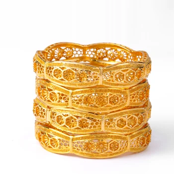 4pcs / lot árabe joyería de la boda de Dubai pulseras para las mujeres Etíopes Color Oro brazaletes y pulseras Oriente Medio, África regalos