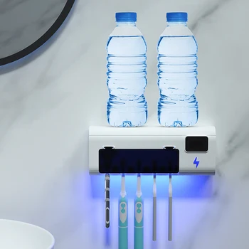 UV de Esterilización Titular de Cepillo de dientes Organizador de Baño montado en la Pared del cuarto de Baño Accesorios de Punch-Instalación gratis a Casa