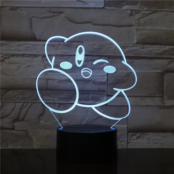 3D Hijo Único Led Nighlight Kirby Juego de luz de Noche para la Habitación de los Niños de la Decoración de la Luz del Nacimiento de Regalo de Bebé Durmiendo USB Lámpara de Noche 2418
