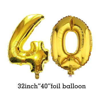 Amawill Fiesta de 40 Cumpleaños Kit de Decoración para Cumpleaños Feliz Banner Globos de 32pulgadas Lámina Número 40 Años de Edad, fuentes del Partido de la 7D