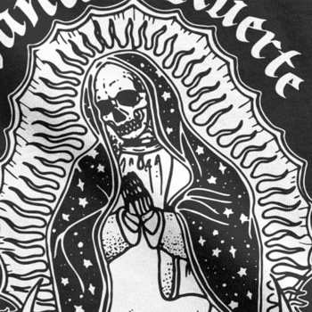 De los hombres Camisetas Santa MuerteTops Camiseta de la Santa Muerte de Algodón Camiseta de Fitness Goth Mexicano de la Muerte de los Muertos de la Madre Cráneo Camisas