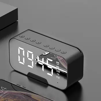 Multifunción Espejo Reloj de Alarma Altavoz Bluetooth Con la Radio de FM del Espejo del LED Snooze Subwoofer Inalámbrico Reproductor de Música Reloj de Mesa