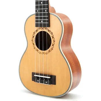 SevenAngel de 21 pulgadas Ukelele 4 cadenas de Hawai Mini guitarra Ingman de madera de abeto panel Superior Ukelele cantos ABS Uku