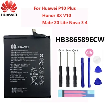 Hua Wei Original HB386589ECW 3650mAh Para Huawei P10 Más P10Plus Honor 8X Ver 10 V10 Mate 20 Lite Nova 3 4 Batería del Teléfono