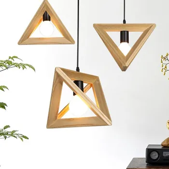 Moderna de Madera E27 bombilla geométricas lámpara Colgante Norbic hogar deco de madera Colgante de la lámpara de la Cocina Dormitorio Comedor sala de luminarias led