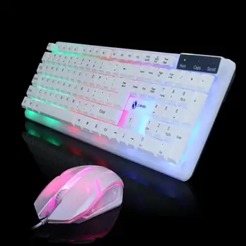 Mecánica Teclados Y Mouse kit con LED RGB Retroiluminada Teclado para Juegos Similares Ergonómico Para PC Gamer