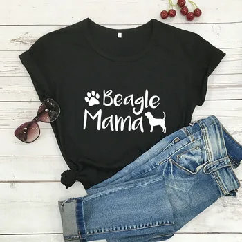 Beagle Mama Impreso de la Nueva Llegada Mujeres de las Gracioso Algodón T-Shirt Amante de los Perros Camisetas de Regalo para el Perro de Mamá Beagle Mamá Tees
