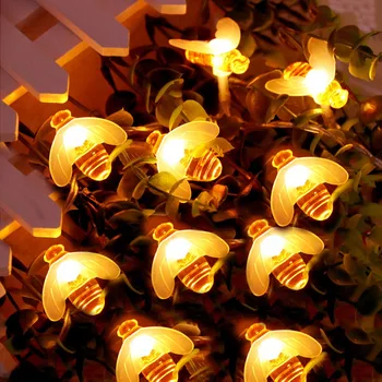 20Led de Luz LED Cadena de Luces de navidad Guirnalda de la Batería del USB de la Abeja de Hadas de la Boda de Ramadán día de la independencia de la Navidad de la Decoración de la Nueva JQ