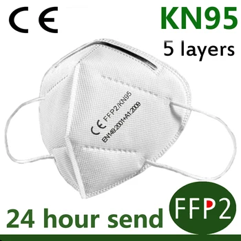 Entrega rápida 5 Capas Kn95 FFP2 Máscaras Máscara de Seguridad Respirador de Polvo de la Cara Protección de las Máscaras de Boca a prueba de Polvo Reutilizables