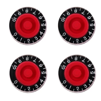 4pcs de Plástico Bell Perillas de Guitarra Bajo el Sombrero de la Perilla de 6mm Dividir los Ejes, Rojo