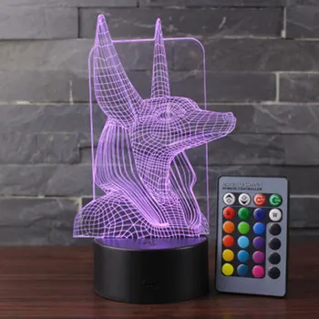 Anubis tema 3D Lámpara de luz de noche LED 7 Colores Cambio de Toque de Humor de la Lámpara de regalo de Navidad Dropshippping