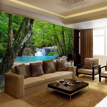 Personalizado de la Foto de fondo de pantalla 3D Bosque de la Cascada de Río de Pared Decorativo de la Pintura Mural de Fondos de pantalla Para la Sala de estar del Dormitorio que Cubre la Pared