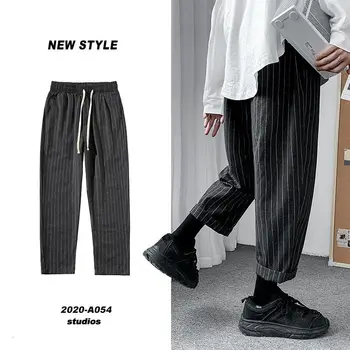 Privathinker coreana de los Hombres de Rayas, Pantalones Harem 2020 Ropa de Hombre Casual de los Pantalones Sueltos Japonés Hombres Negro Gris Pantalones de Talla Plus