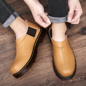 Los hombres de la Gran cabeza de los Zapatos de Cuero de Moda de Cuero Genuino Casual Zapatos de Calidad Superior Vestido de Oxford Zapatos de los Hombres Pisos Zapatos de Trabajo de Tamaño 38-47