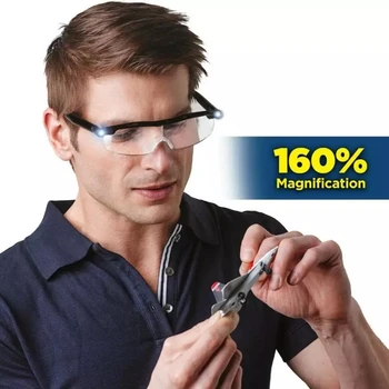 Poderoso Espectáculo de Luz Led de Gafas de Presbicia Lectura de Vidrio 160% Lupa Gafas de Lectura LED Gafas Luminosas de Visión Nocturna Gafas de