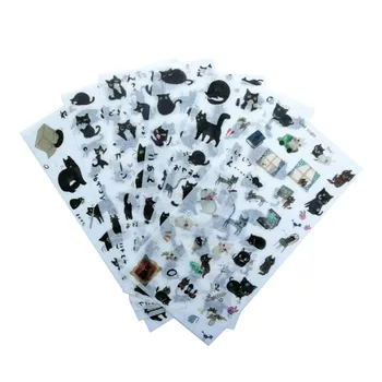 30Packs gato Negro pegatinas de dibujos animados de la decoración de collage de Bala diario de un álbum de material de decoración de envío Gratis mayorista 16*8 CM