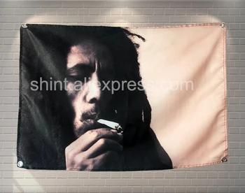 Bob Marley banderín de Poliéster 144* 96cm Colgar en la pared 4 arandelas de encargo de la Bandera de Fumar en espacios cerrados