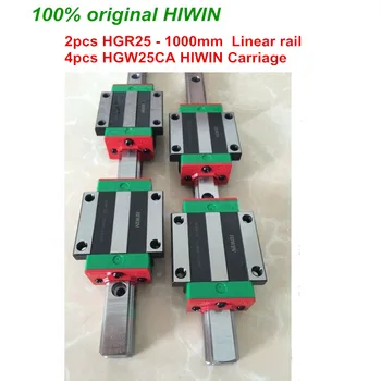 HGR25 HIWIN rieles lineales: 2pcs original HIWIN ferrocarril HGR25 - 1000mm rail + 4pcs HGW25CA bloques para el router del cnc