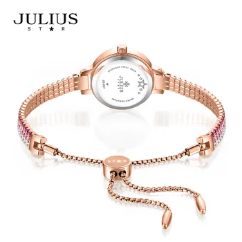 Julius reloj de las Mujeres de alta Calidad de Latón Magnífica Pulsera de Reloj Lleno de colores Diamante Reloj de Vestir de 30M Wtaerproof Regalo Reloj de la JS-007