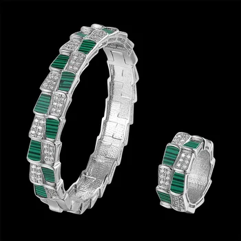 Lanruisha de la marca de Lujo de shell brazalete y anillo de la joyería conjunto con doble capa similar de la serpiente cuerpo de accesorios de moda mejor regalo