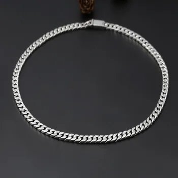 Nuevo real Sólido S925 plata pura de la joyería de plata Tailandesa collar para los hombres populares simple macho collares de los hombres collar de plata
