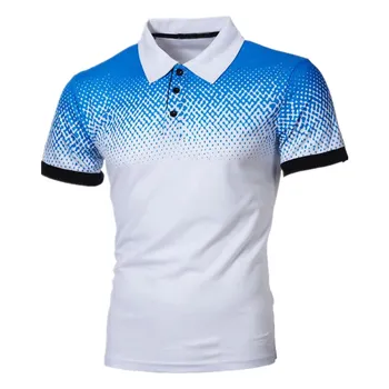 2020 Otoño de los Hombres Polo T-Shirt de Gradiente de Color de la Impresión en 3D Europeo-Americana de Nueva Solapa Slim fit Camisa Polo Asiático Talla M 4XL