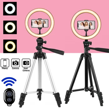 Selfie Cámara de Teléfono Anillo de Luz con base de Trípode Regulable Profissional de Fotografía Iluminación de Maquillaje de la Foto del Anillo de la Lámpara de YouTube