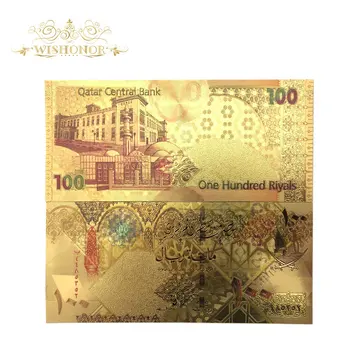 10pcs/lot Venta Caliente De Color Qatar Billetes de Cien Riales de los Billetes en Oro 24k Falso que el Dinero de Papel Para Regalo