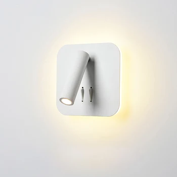Nórdicos LED Lámpara de Pared con conmutador de 3W spotligh 6W luz de fondo de rotación libre del Candelabro de pared interior de la luz Para la Casa Habitación de la Mesita de luz