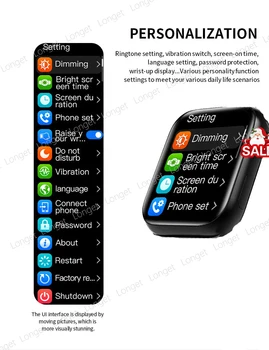 Longet Pantalla Dividida Reloj Inteligente 40 y 44 Hombres Táctil Completa de la Aptitud de seguimiento de la Presión Arterial Siri de llamada Bluetooth Smartwatch