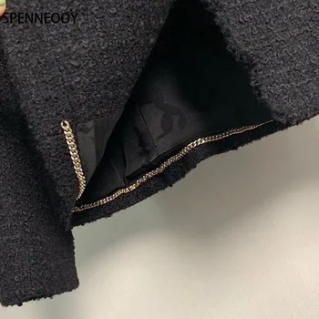 SPENNYMOOR de la Marca de diseño de Moda de Señora de la Oficina de Tweed Negro Chaquetas Abrigo de las Mujeres de lujo de un Solo Pecho de la temporada Otoño-Invierno Outwear