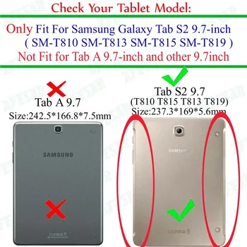 Ficha S2 Tableta de 9,7 pulgadas de Caso para Samsung Galaxy Tab S2 9.7 T810 T813 T815 T819 9.7