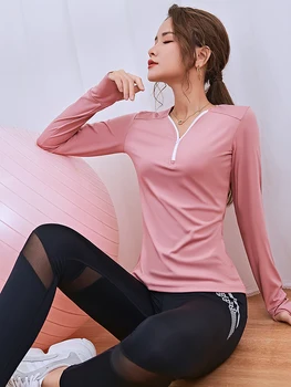 La parte superior de deportes de las mujeres de otoño delgada de secado rápido de manga larga t-shirt ropa de yoga slim adelgazante neto rojo de la aptitud de la ropa