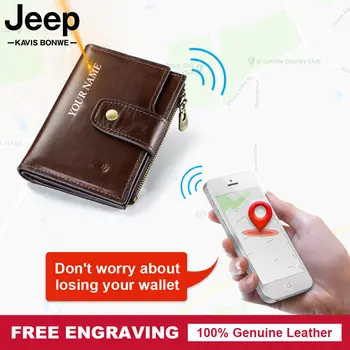 Smart Wallet Registro GPS Bluetooth Smart Monedero de Cuero Hombre Anti-pérdida de la Calidad de las Carteras Vintage Multi-funcional de la Tarjeta Titular
