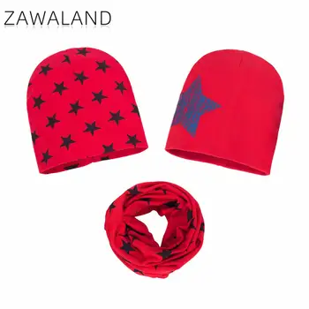 Zawaland 3pcs/Set Bebé Bufanda de los Niños Tapas de Impresión Estrella Sombreros Bufandas Recién nacido Sombrero a prueba de viento Cálido de Mufla de Otoño Invierno de envío Gratis