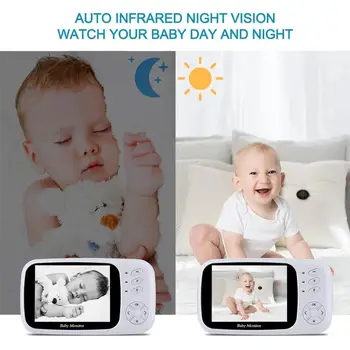 Bebé de Teléfono de 3,5 pulgadas de Vídeo Digital de Audio de Música Portátil de Bebé de la Cámara de Niñera Monitor del Sensor de Temperatura del Intercomunicador Baby Monitor