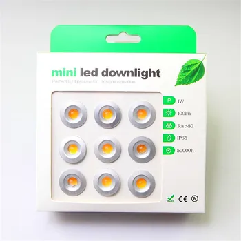 9pcs/lote DC12V 1W MINI LED Downlight del microprocesador de Bridgelux IP65 Impermeable LLEVÓ la Luz del Punto del LED, Luz del Gabinete del LED Downlight