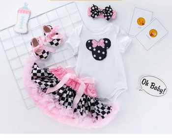 Npkdoll Renacer de silicona Muñecas Bebés ropa rejillas de cinta vestido lindo bebé mameluco para 50-57cm muñeca accesorios Saia