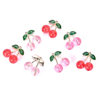 10pcs Encantos de Metal de la Fruta de Cristal Cherry Colgantes de Moda Esmalte de Cereza Cuelgan De los Pendientes de la Joyería de la Joyería de BRICOLAJE