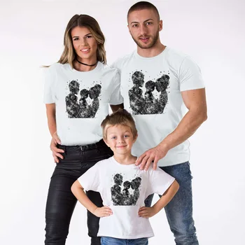 Super Padre Hija Hijo de Impresión de Ropa de Niños Moda de Familia en la camiseta de Niños Niñas T-shirt para el día del Padre Presente Kids&Tops de Hombre