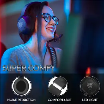 ONIKUMA K19 Cable de los Auriculares Gaming Headset Con Micrófono con Cancelación de Ruido Auriculares Para PS4 Xbox One Laptop Tableta de la PC Led RGB