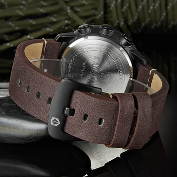 KADEMAN Nuevo Mens Relojes de Lujo de la Marca de los Hombres de Cuero Relojes de los Deportes de Cuarzo Digital LED Reloj Impermeable Militar Reloj de Pulsera
