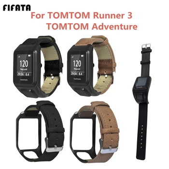 FIFATA Para Tomtom Runner 3 Smart Bracelte de Cuero Correa de Reloj De Tomtom Deporte de Aventura Reloj de Pulsera de Reemplazar los Accesorios