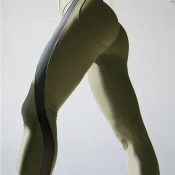 La Moda de las mujeres de Malla de Costura Jeggings Pantalones de Cintura Alta del Color Sólido Leggins Push Up Mujer de Entrenamiento de Fitness Sexy Ejército Polainas