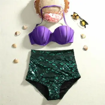 Algodón Ariel Traje De Dos Piezas Traje De Baño Bikini Set De Plancha Collar De Top Bandeau