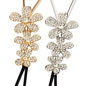 VIVILADY Lindo de los Tres diamantes de imitación de Flores Largo de la Cadena de Collares de Mujer hechos a Mano de Maxi Bohemio de la Moda de Joyería de Bisutería Regalo Nuevo