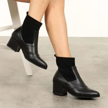 CARISSA negro y fuego de color de alta calidad de la moda de las mujeres de tobillo botas
